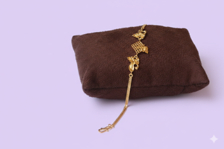 Classic Gold Floral Charm Bracelet with Tassel Chain