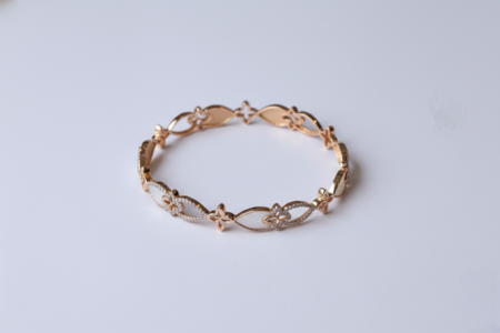 Elegant Floral Diamond-Studded Rose Gold Bangle