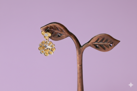 Timeless Two-Tone Gold Floral Cluster Drop Earrings