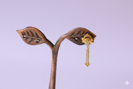 Classic Gold Flower Dangle Earrings with Triple Chain Tassel